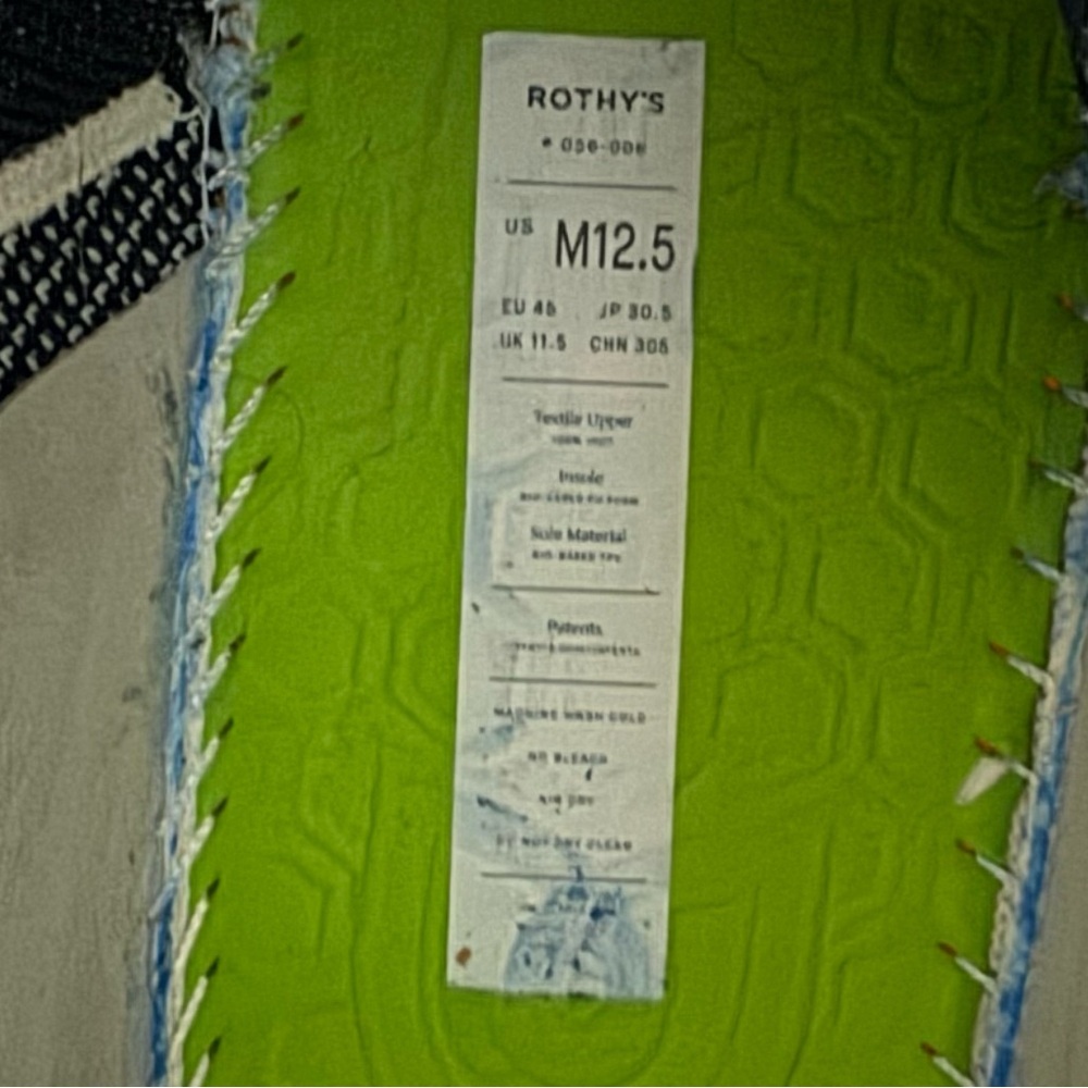 Rothys Mens RS01 Low Lace Up Sneaker US 12.5 EU 45 Off White Navy Casual Comfy - Picture 14 of 14